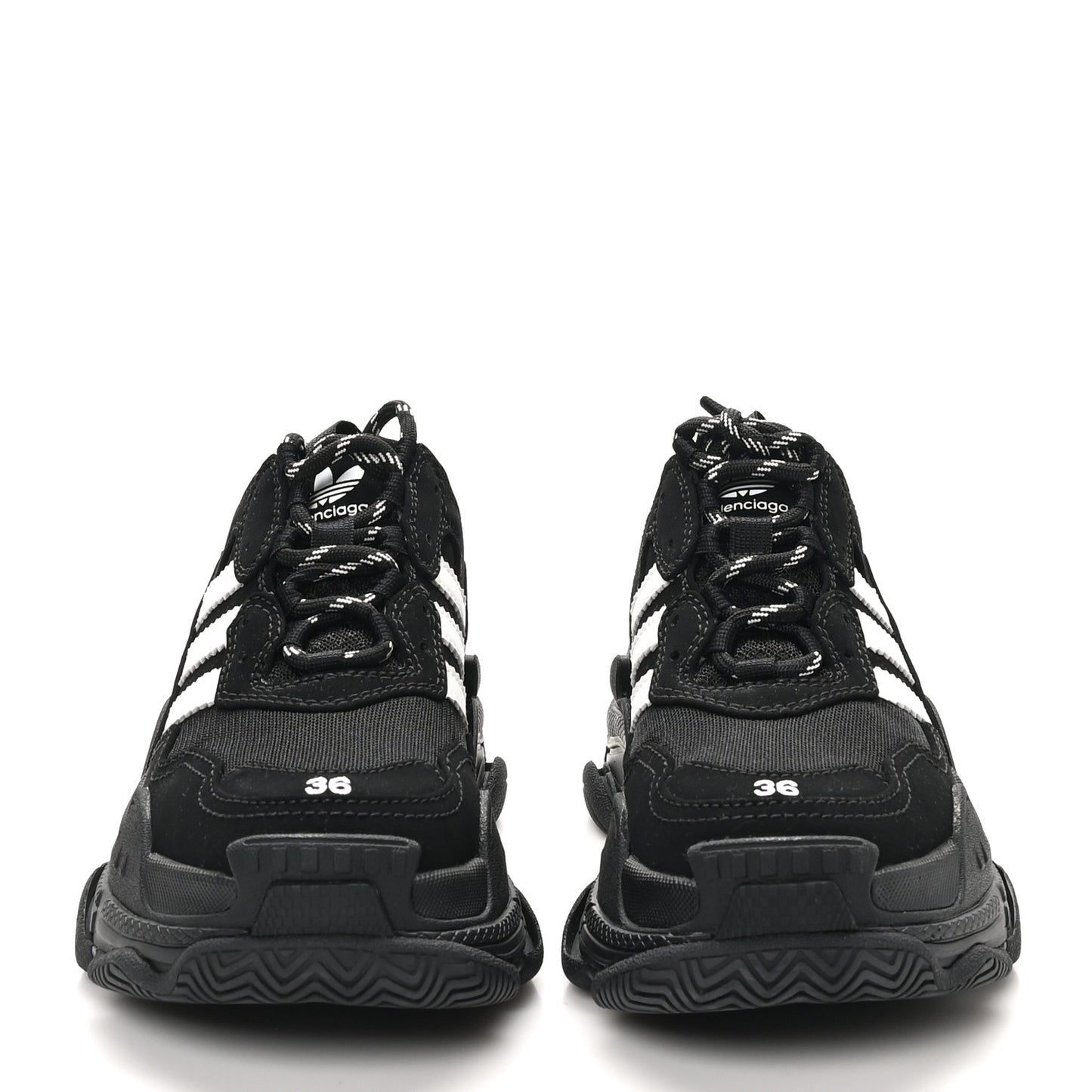 x ADIDAS Fabric Mesh Womens Triple S Sneakers 36 Black