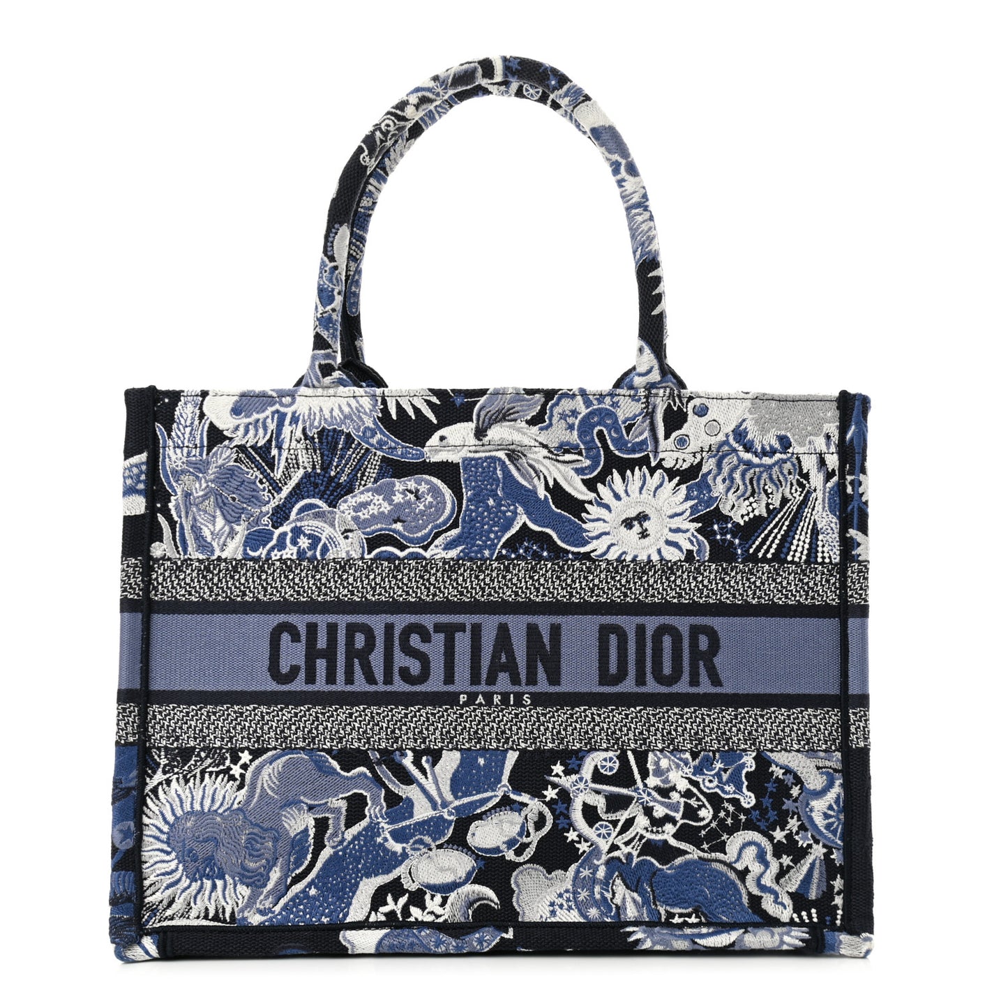 Canvas Embroidered Medium Constellation Book Tote Blue