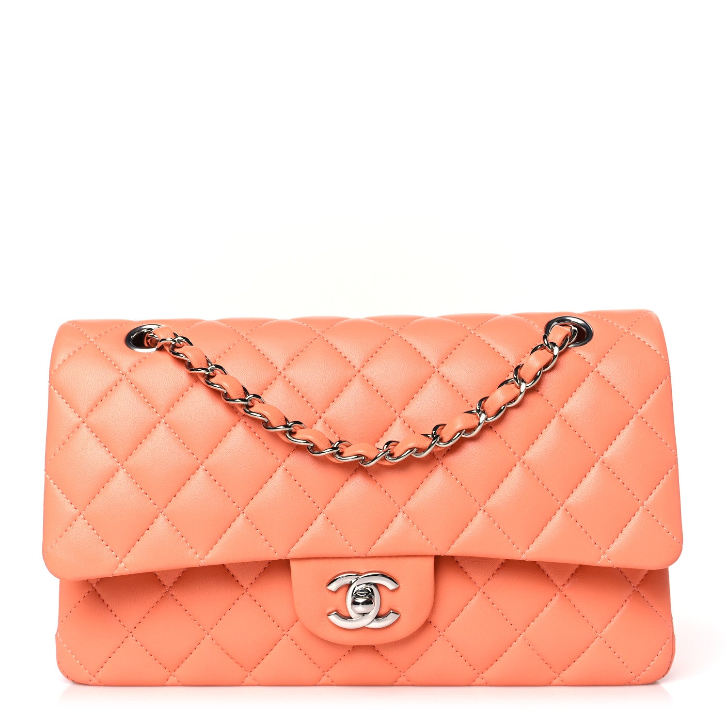 Chanel Lambskin Quilted Medium Double Flap Orange 1 of 9