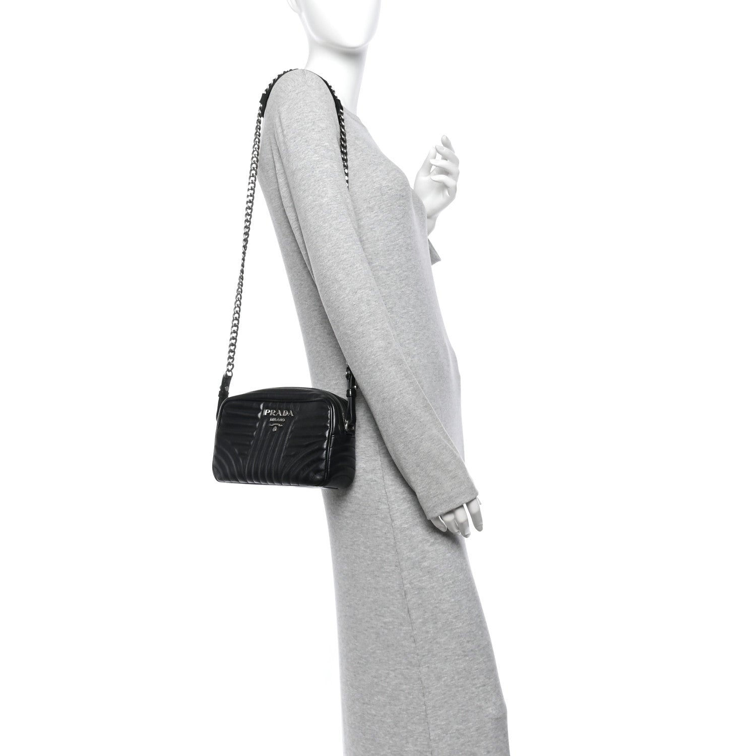 Prada Soft Calfskin Diagramme Camera Bag Black 2 of 12