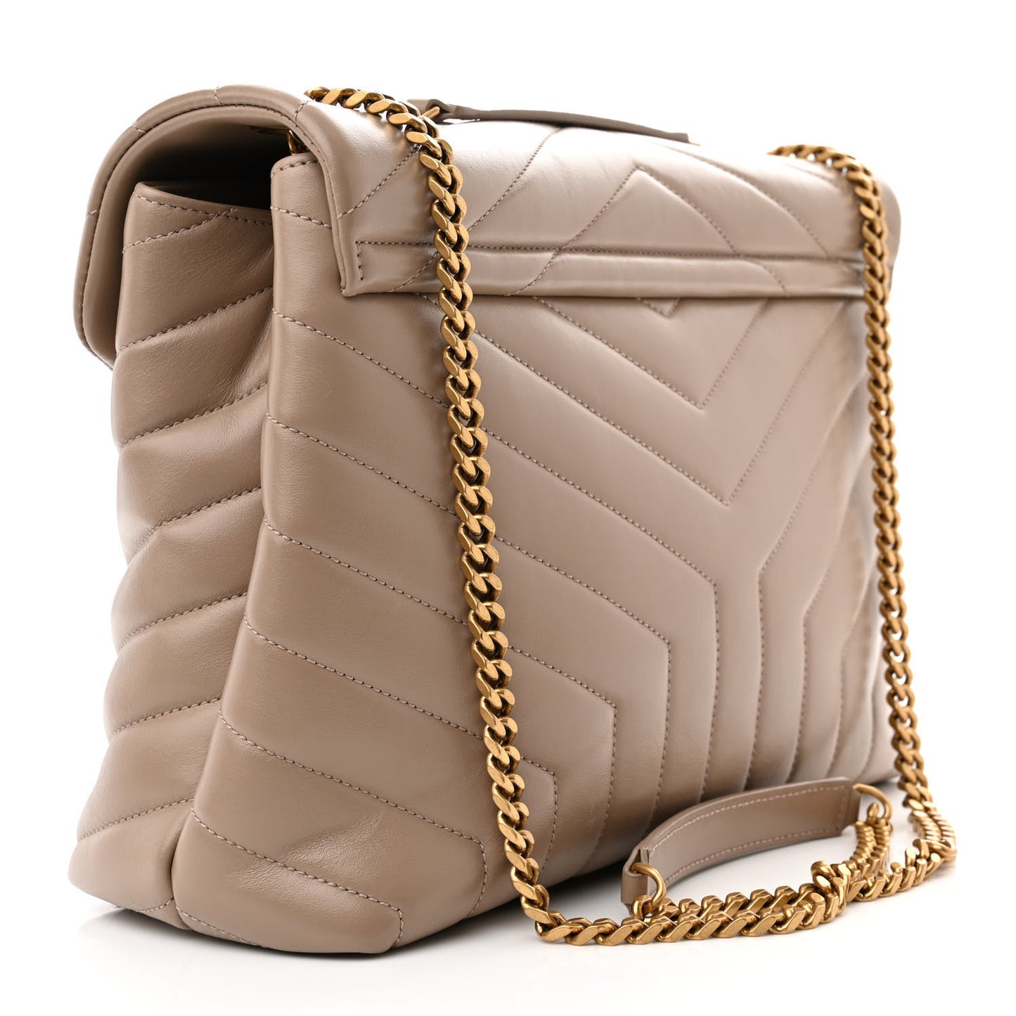 Calfskin Y Quilted Monogram Medium Loulou Chain Satchel Dusty Grey