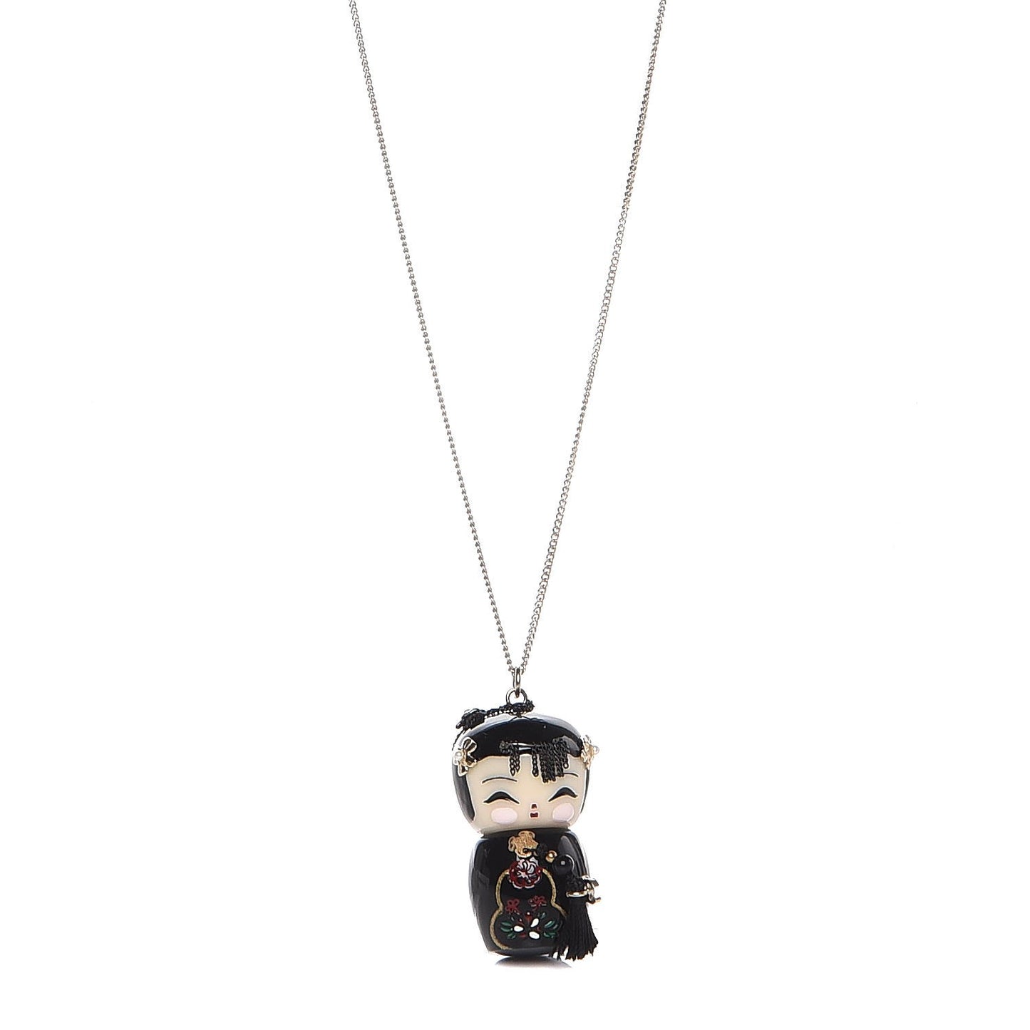 Resin China Doll Necklace Black