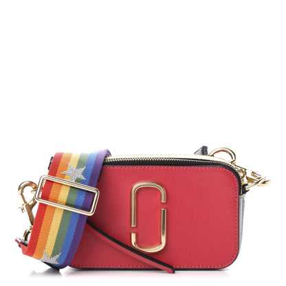 Marc Jacobs Saffiano Rainbow Strap Color Block Small Snapshot Camera Bag Pink Multicolor 1 of 10
