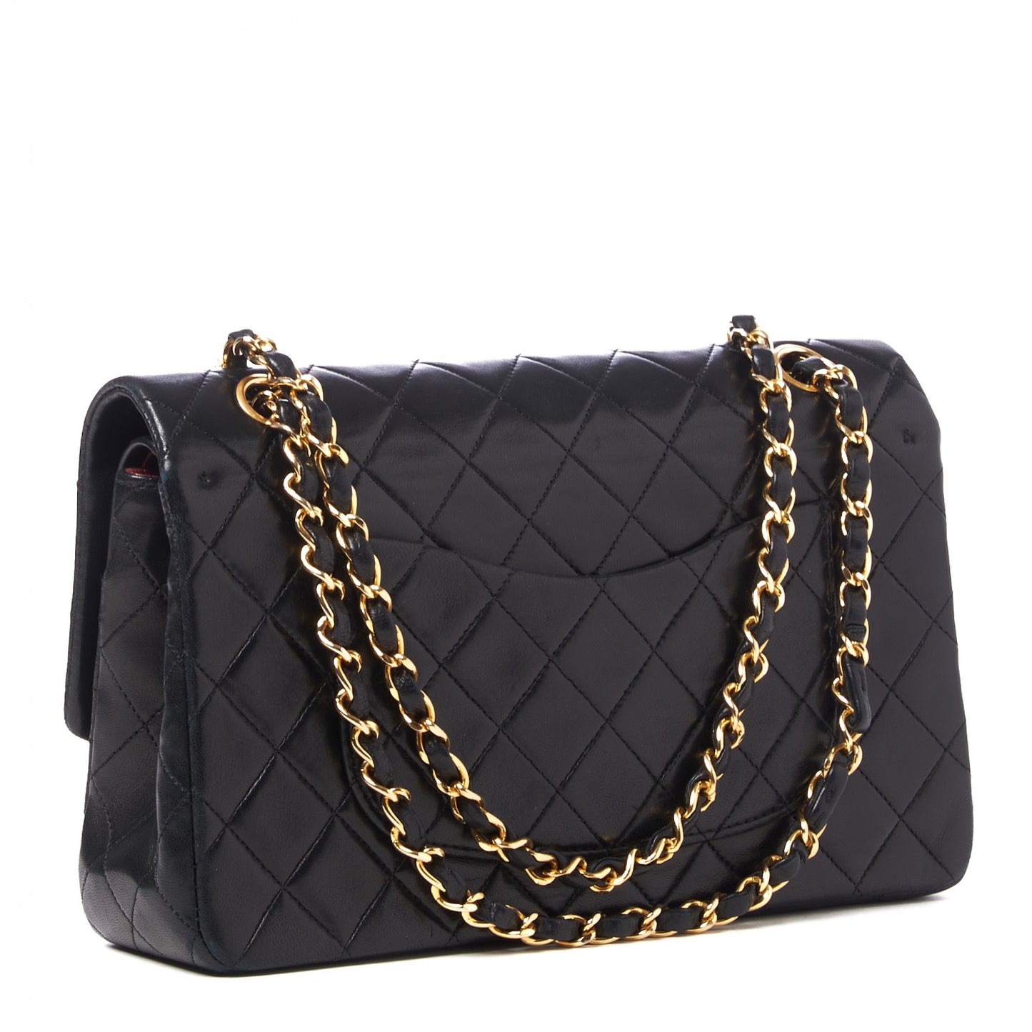 Lambskin Quilted Medium Double Flap Black