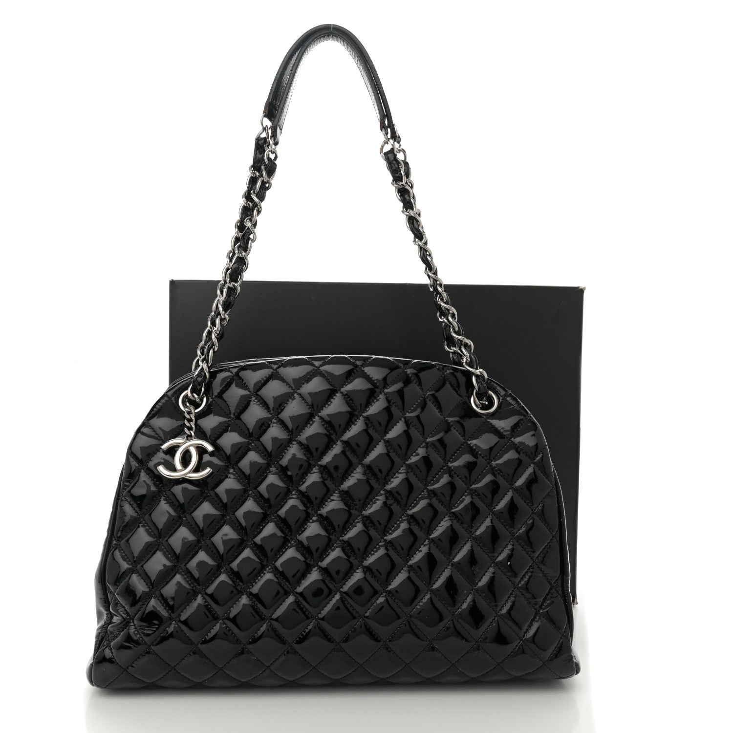 Chanel Patent Quilted Large Just Mademoiselle Bowling Bag Black 15 of 15