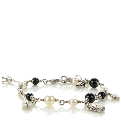 Chanel Pearl Beaded Charm Bracelet Silver 1 of 9