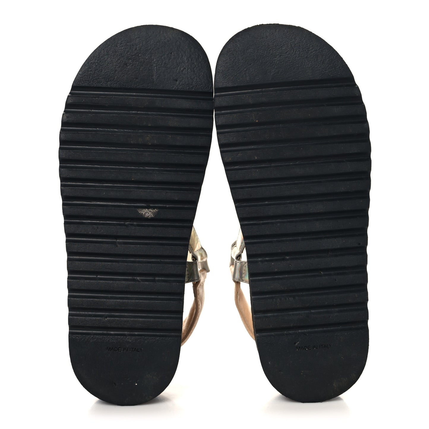 Lambskin Logo Platform Sandals 38.5 Beige Gold White