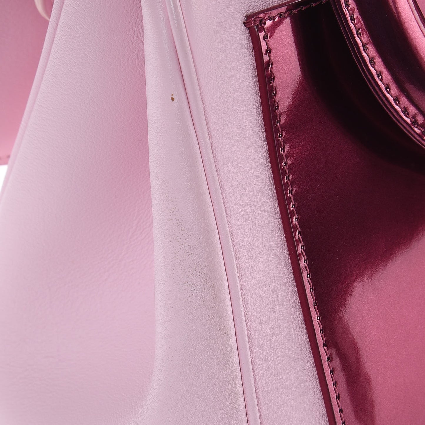Metallic Patent Smooth Calfskin Mini Be Dior Flap Pink Fuchsia