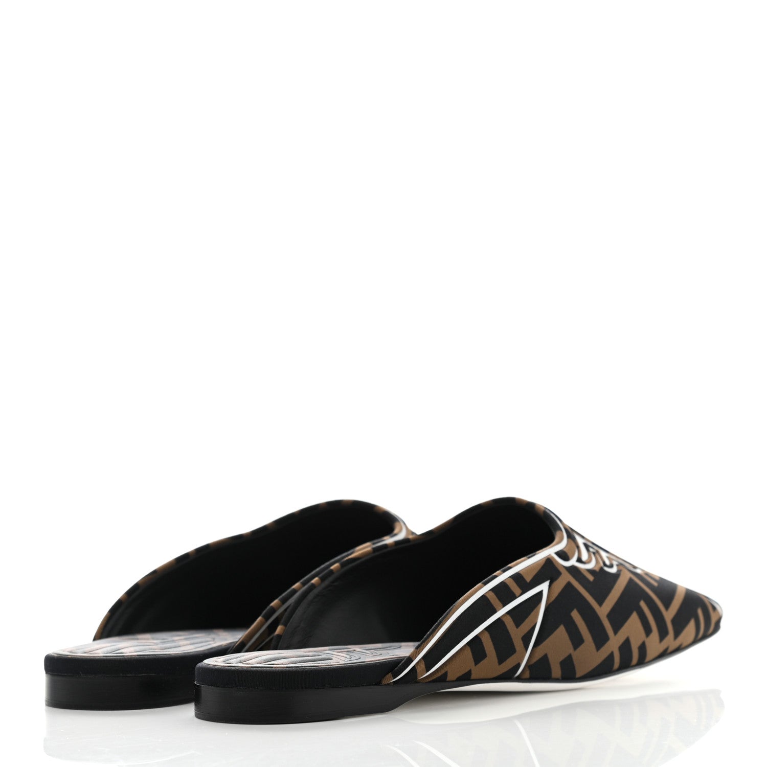 Fendi Lycra Film FF FFreedom Flat Mules 36 Tobacco Moro White 4 of 7