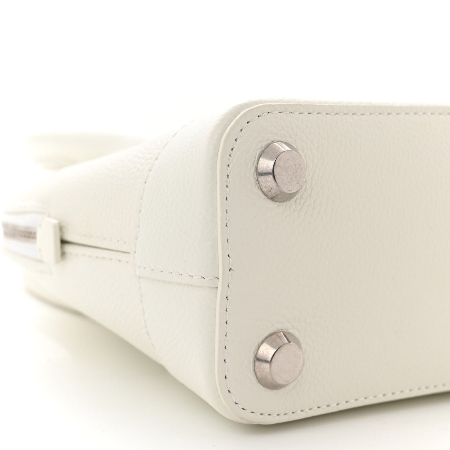 Grained Calfskin XXS Ville Top Handle Bag White Black