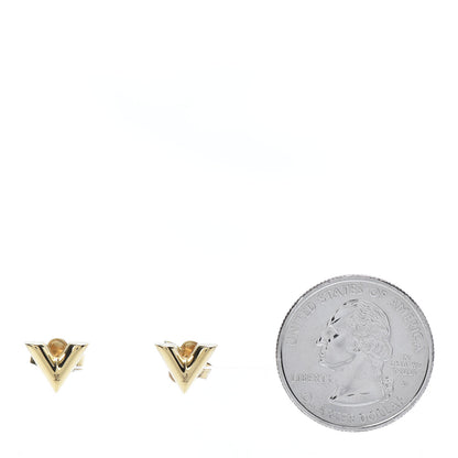 Louis Vuitton Brass Essential V Stud Earrings Gold 2 of 6