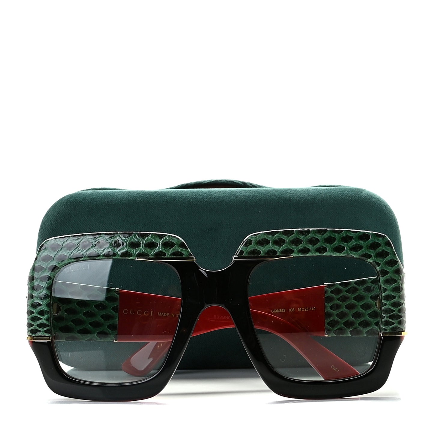 Snakeskin Acetate Square Sunglasses GG0484S Light Blue Black