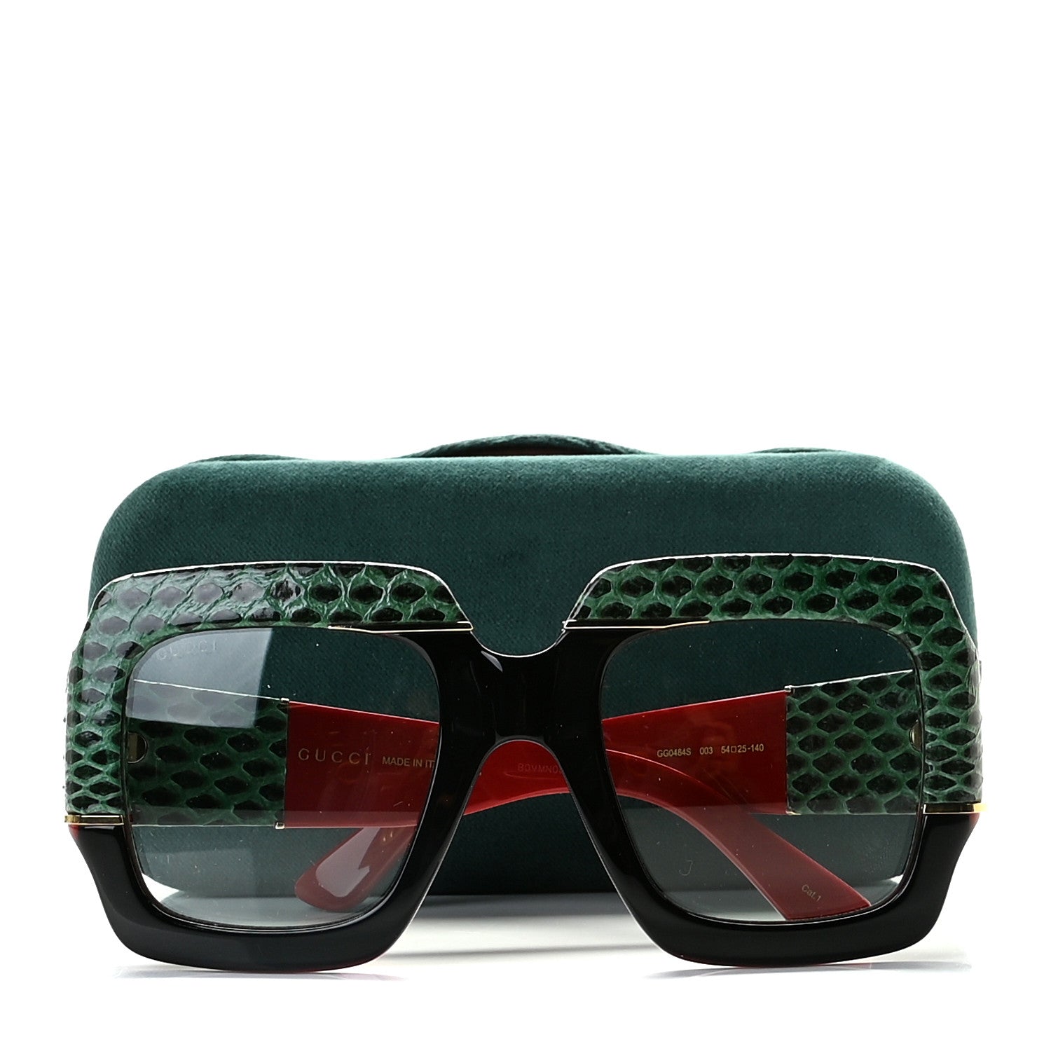 Gucci Snakeskin Acetate Square Sunglasses GG0484S Light Blue Black 6 of 8