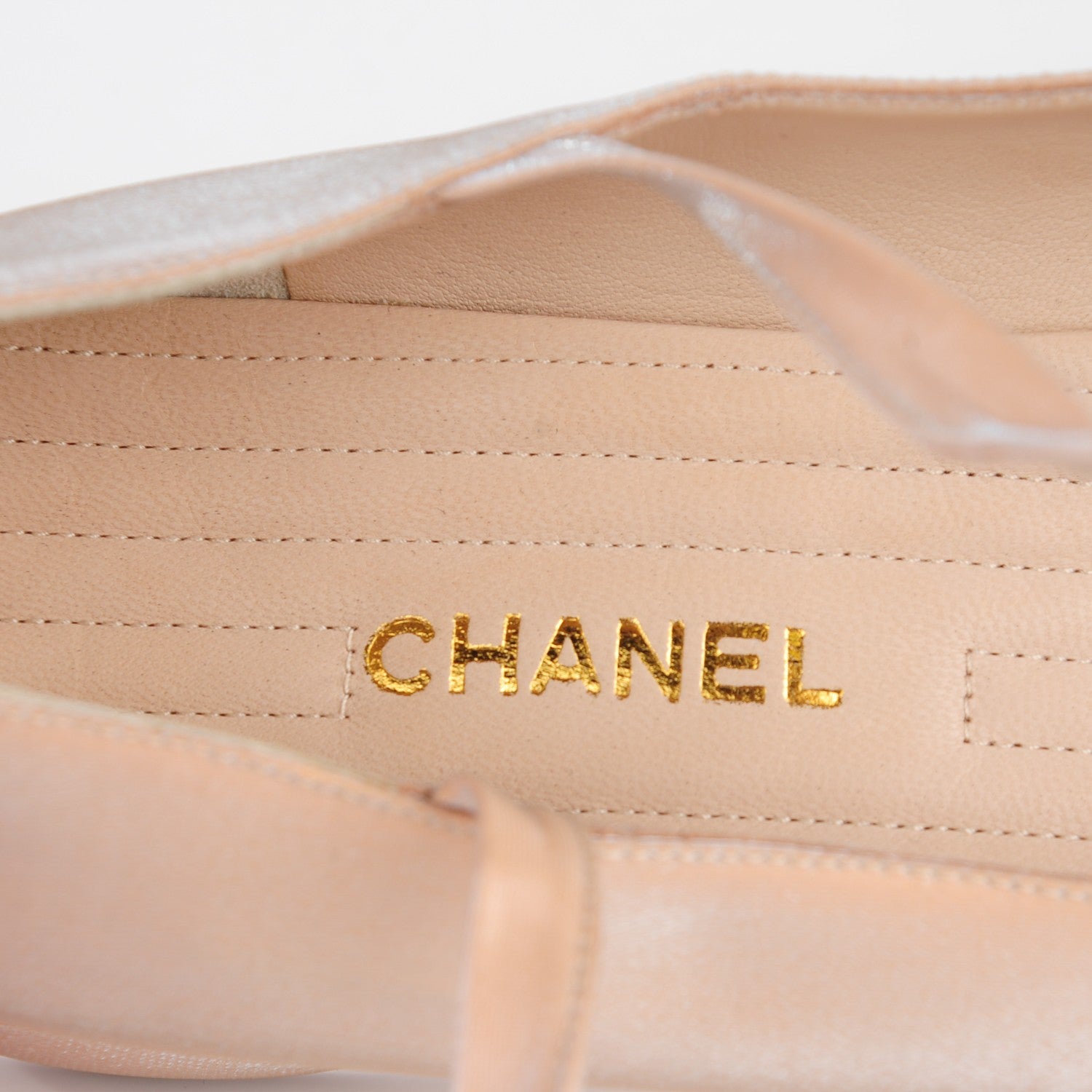 Chanel Satin Cap Toe Ballerina Ankle Wrap Flats 38 Beige Black 6 of 8