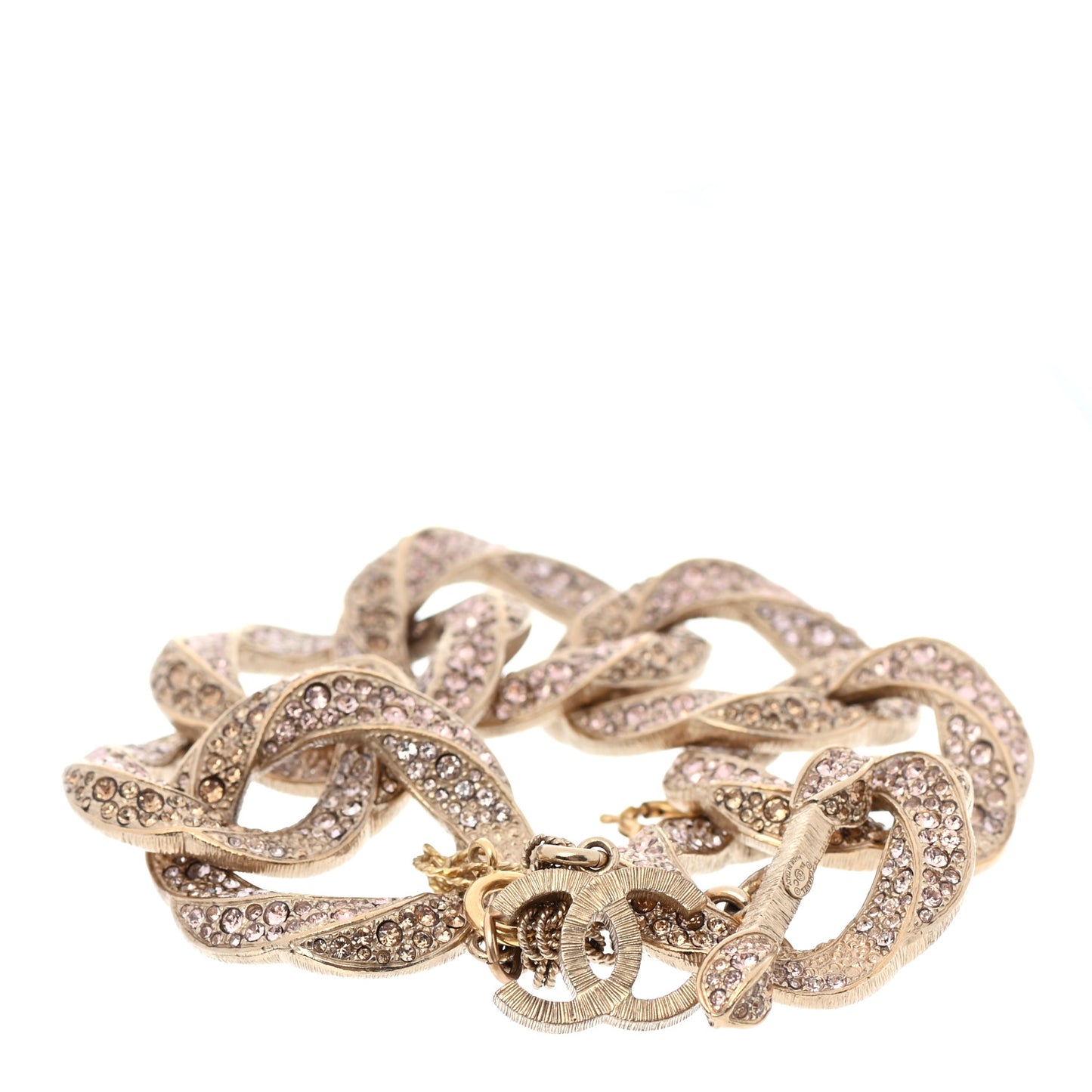 Crystal CC Chain Link Bracelet Pink Gold