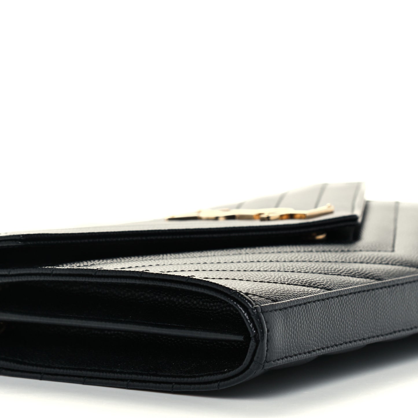 Grain De Poudre Matelasse Chevron Monogram Chain Wallet Black