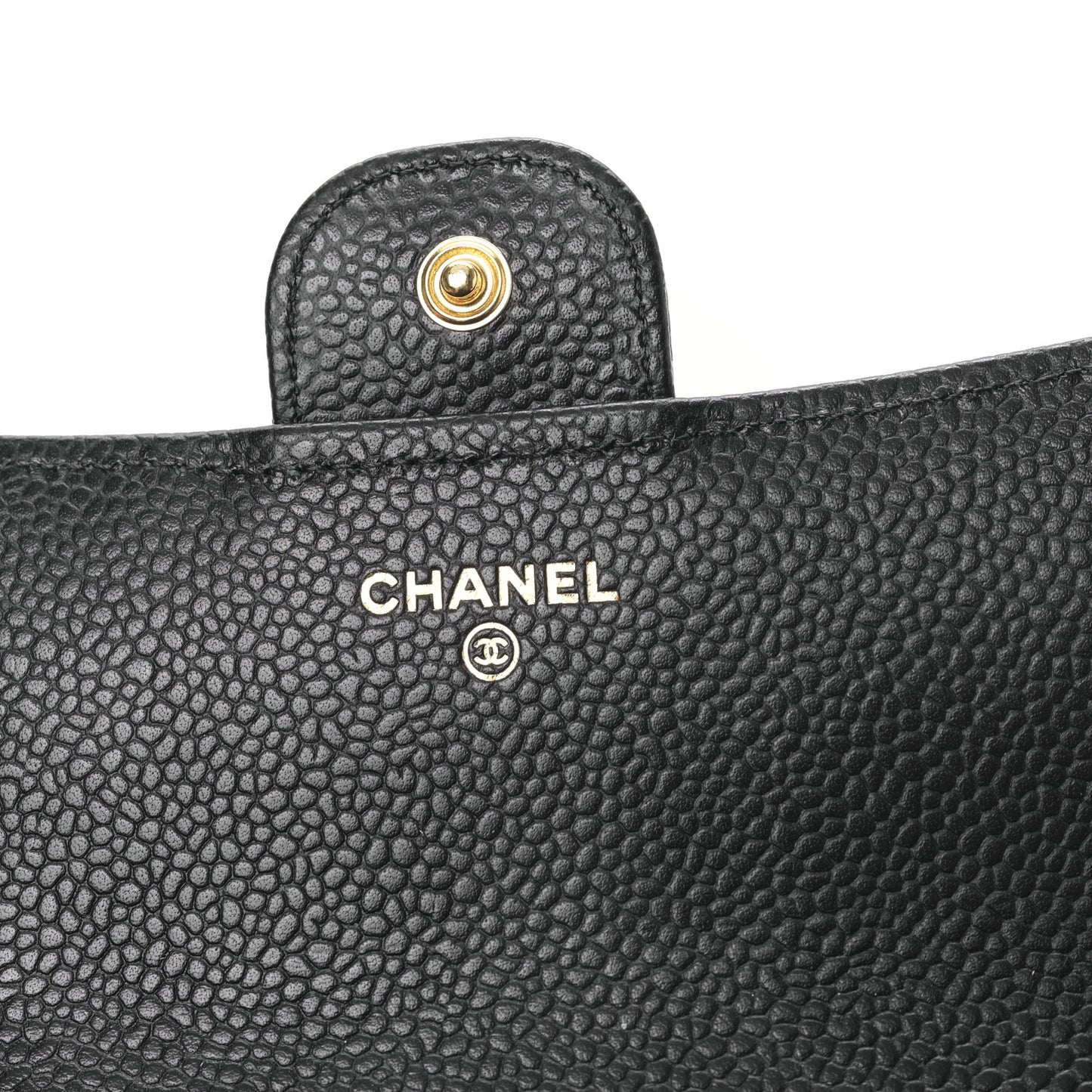 Caviar Quilted Long Flap Wallet Black