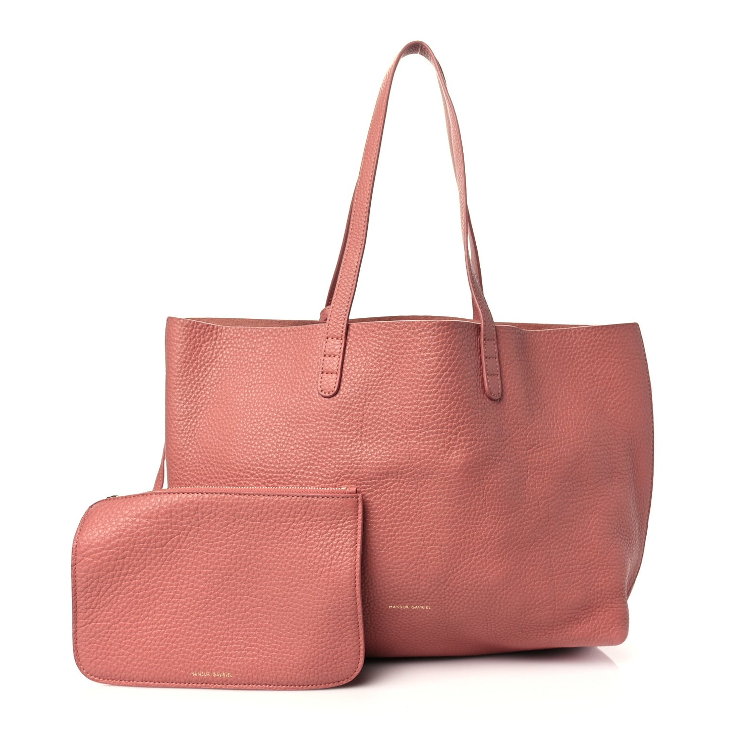 Tumbled Calfskin Small Shopping Tote Blush