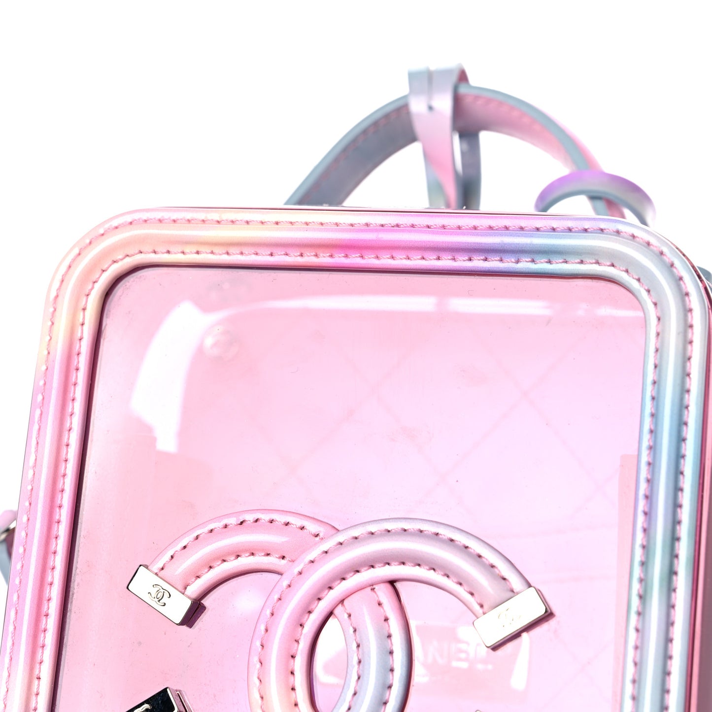 PVC Patent Calfskin Patent Lambskin Vertical Vanity Case Pink