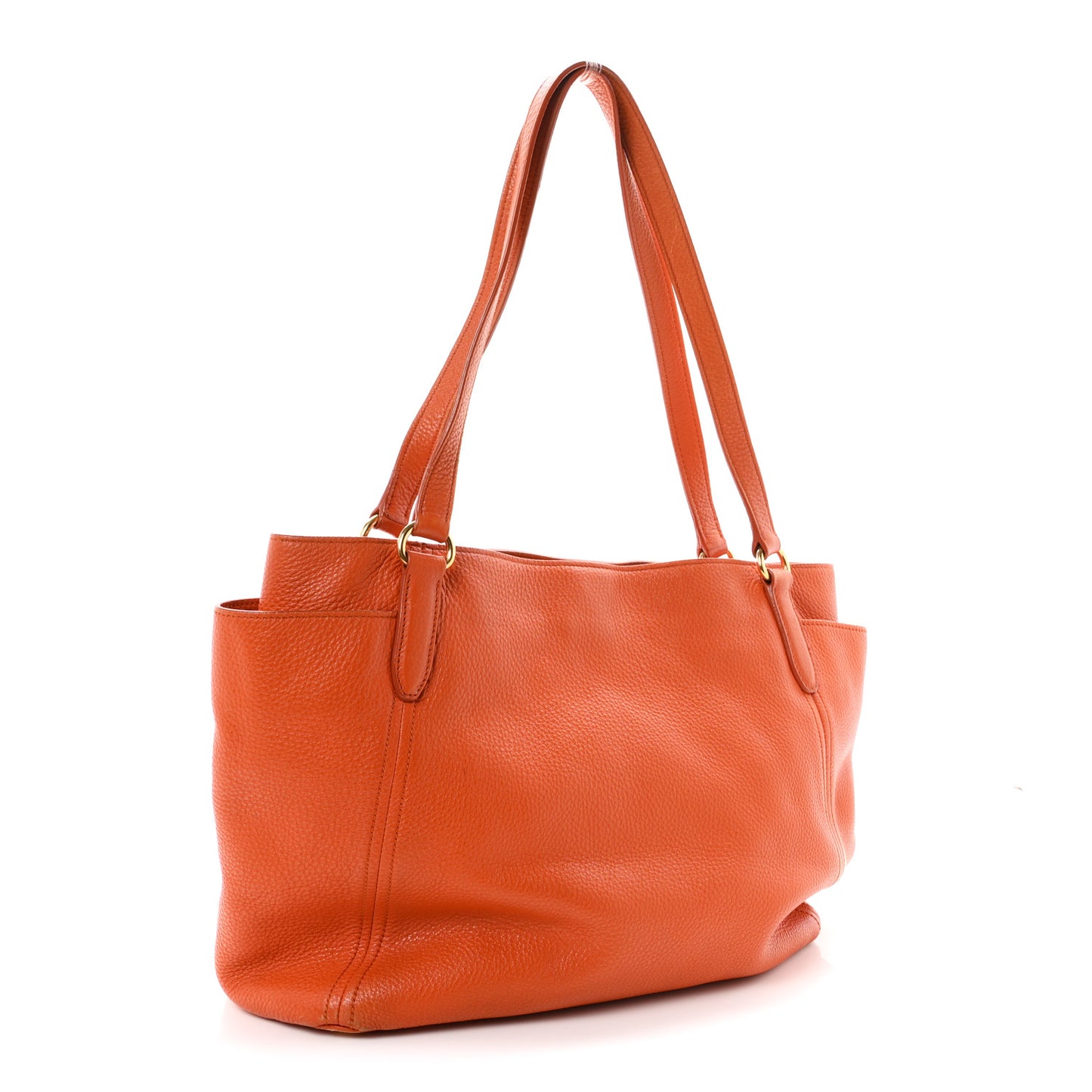 Vitello Daino Side Pocket Tote Papaya