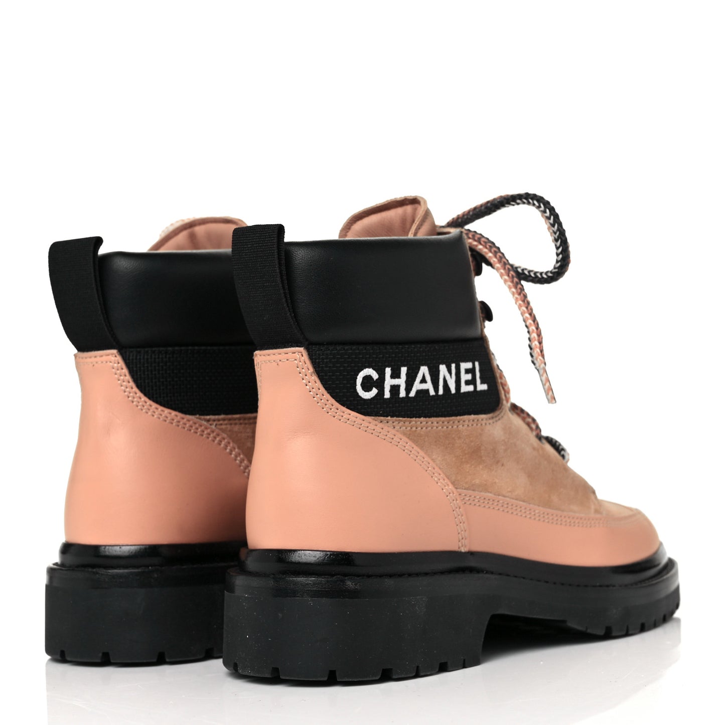 Suede Calfskin Lace Up Boots 37 Pink