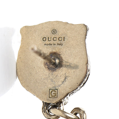 Gucci Metal Resin Pearl Feline Clip On Earrings Aged Gold 4 of 6