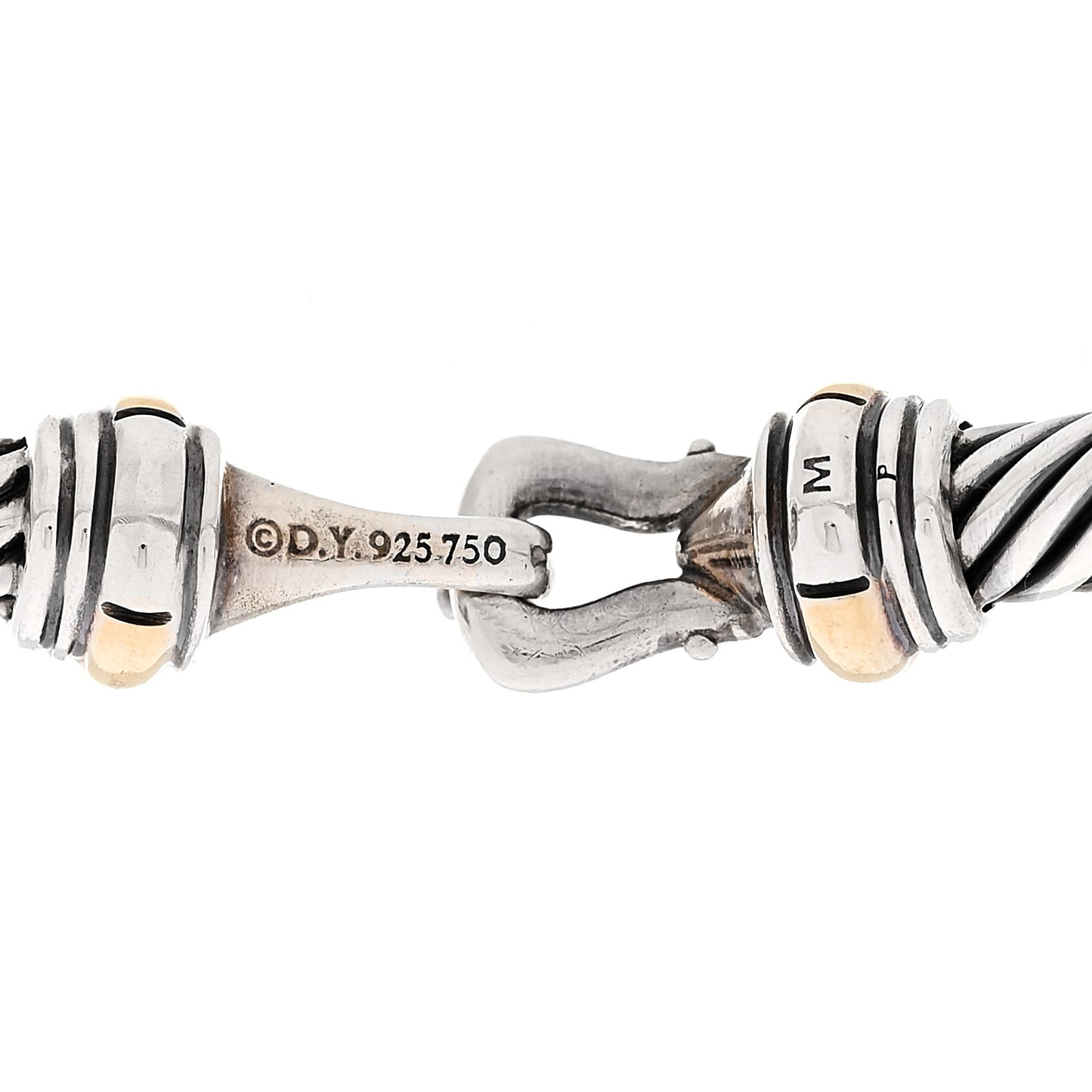 Sterling Silver 18K Yellow Gold 4mm Cable Classic Buckle Bracelet
