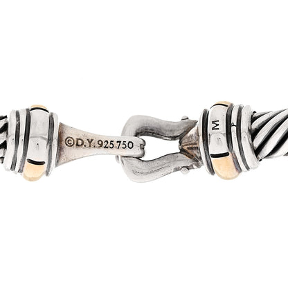 David Yurman Sterling Silver 18K Yellow Gold 4mm Cable Classic Buckle Bracelet 4 of 4
