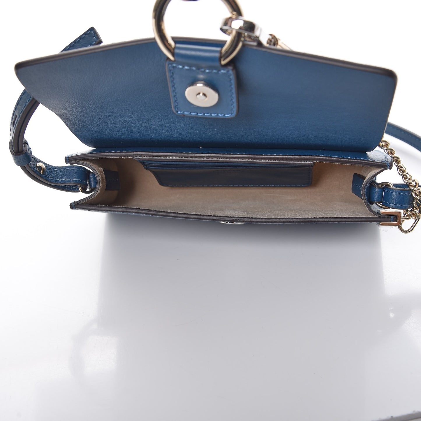 Suede Calfskin Mini Faye Shoulder Bag Majolica Blue