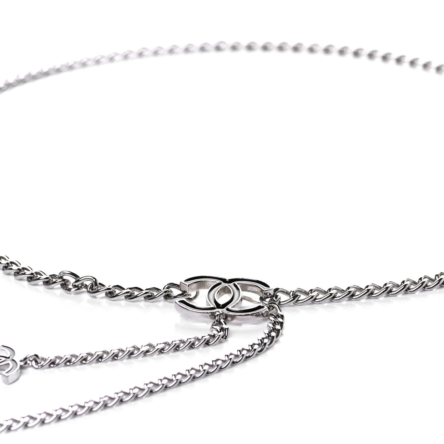 Chanel Enamel CC Chain Logo Belt Silver Black 2 of 3