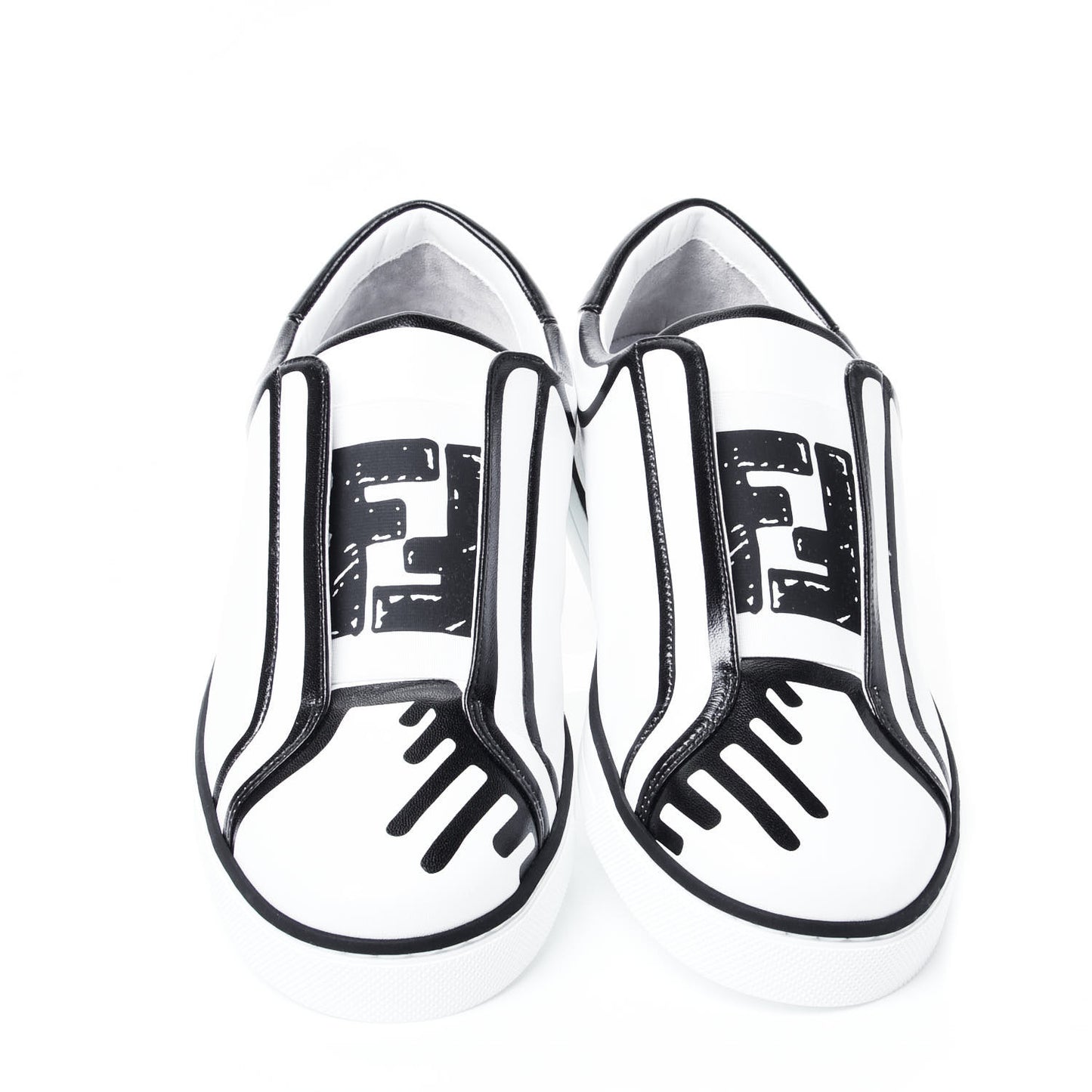 X JOSHUA VIDES Nappa Rockoclick Slip On Sneakers 38.5 Snow White Black