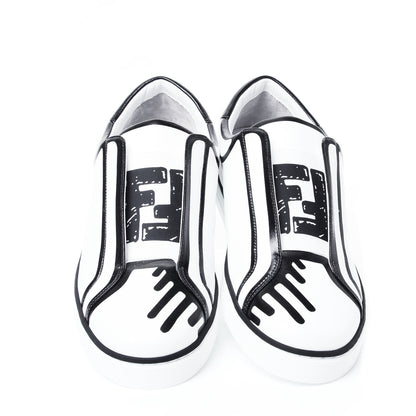 Fendi X JOSHUA VIDES Nappa Rockoclick Slip On Sneakers 38.5 Snow White Black 5 of 11