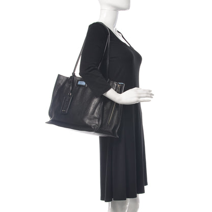 Prada Glace Calf Etiquette Tote Black Astrale 2 of 10