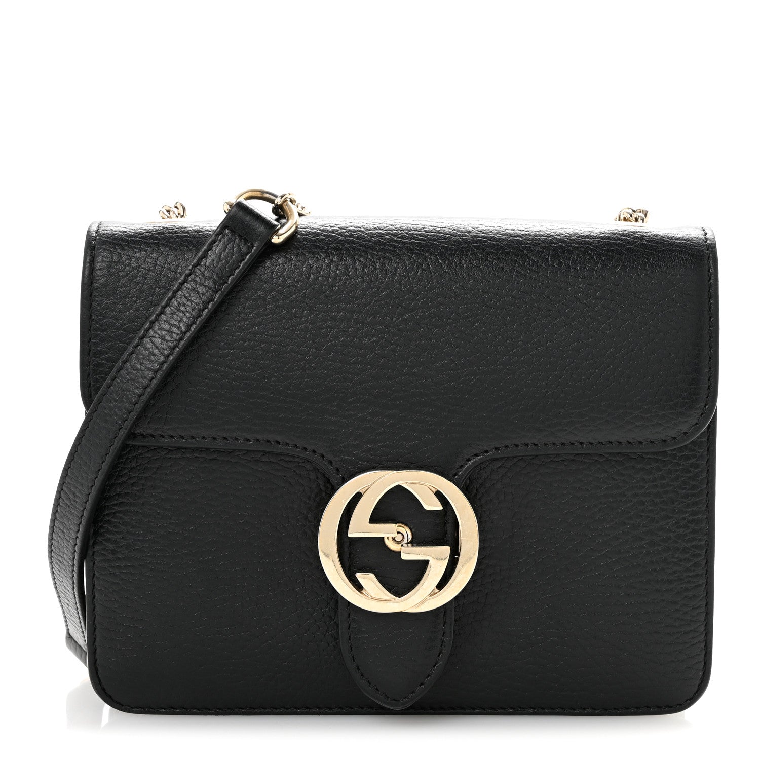 Gucci Dollar Calfskin Small Interlocking G Shoulder Bag Black 1 of 17