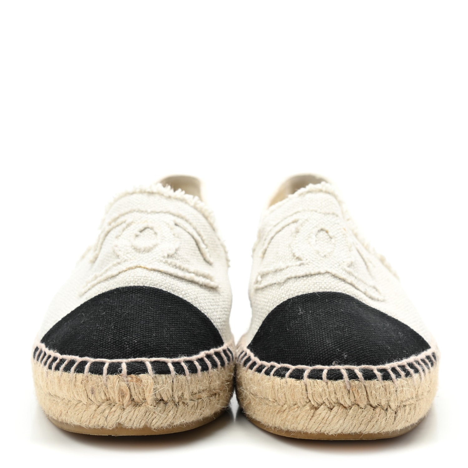 Chanel Linen CC Espadrilles 40 Beige Black 2 of 9
