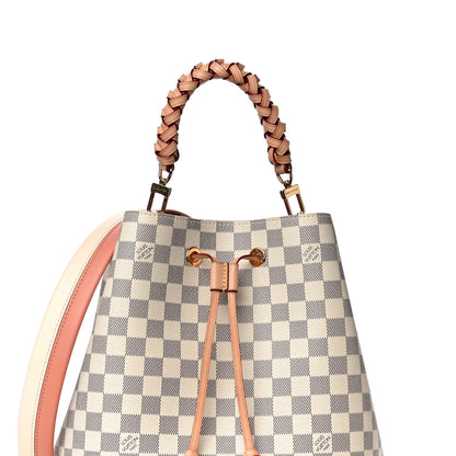 Louis Vuitton Damier Azur Braided Neonoe MM Peach Cream 8 of 12