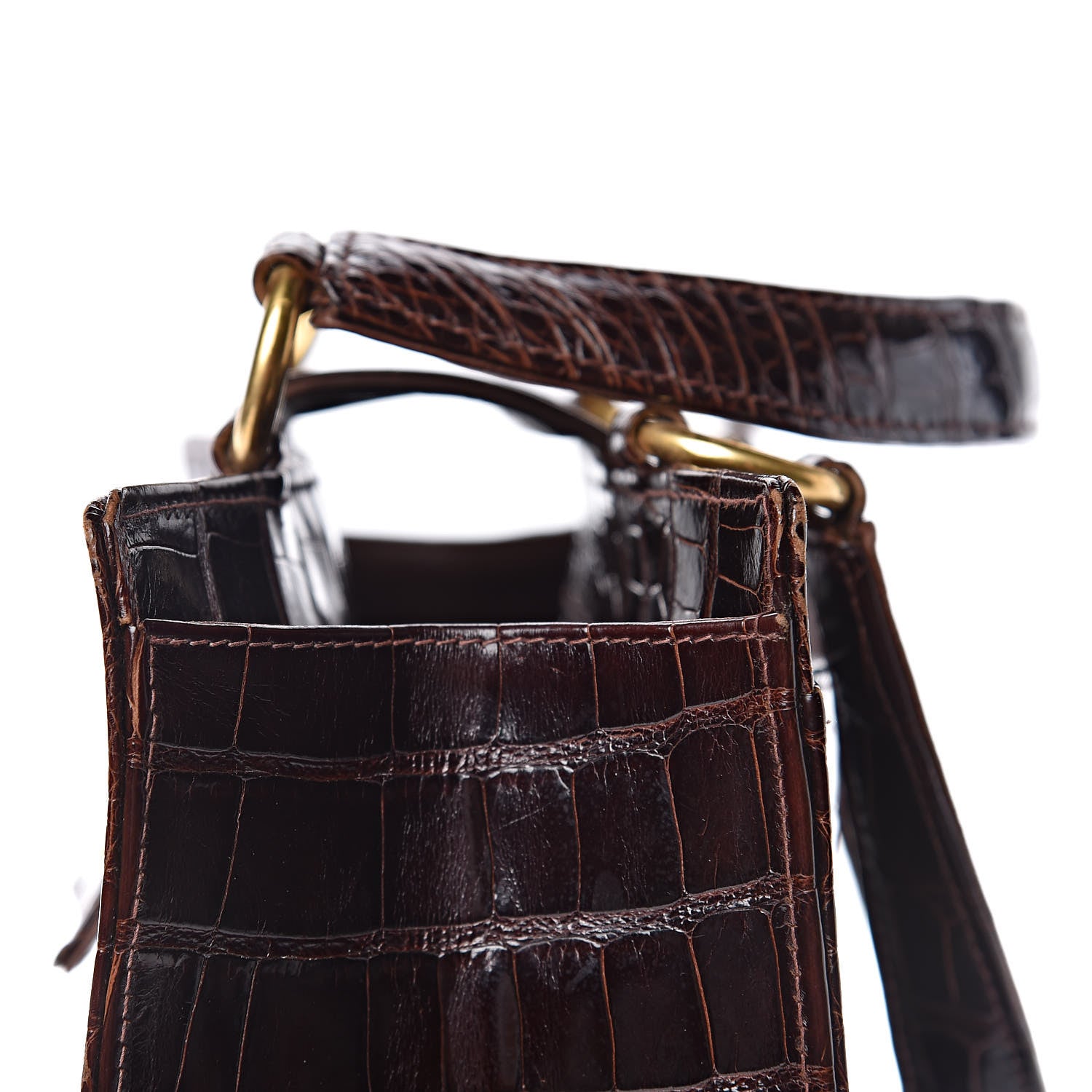 Chanel Shiny Crocodile Top Handle Tote Chocolate 10 of 19