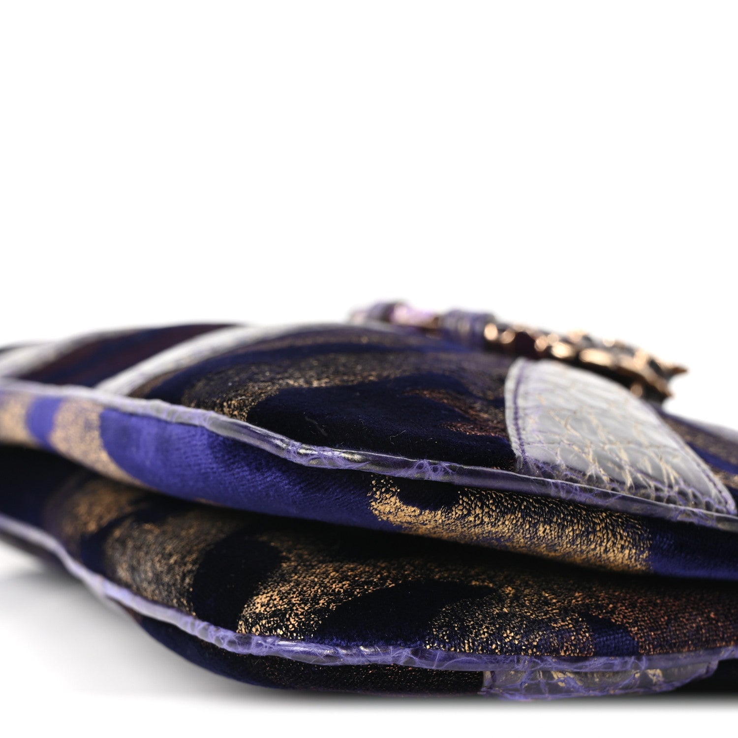 Gucci Velvet Alligator Tom Ford Jeweled Dragon Shoulder Bag Purple Gold 10 of 10