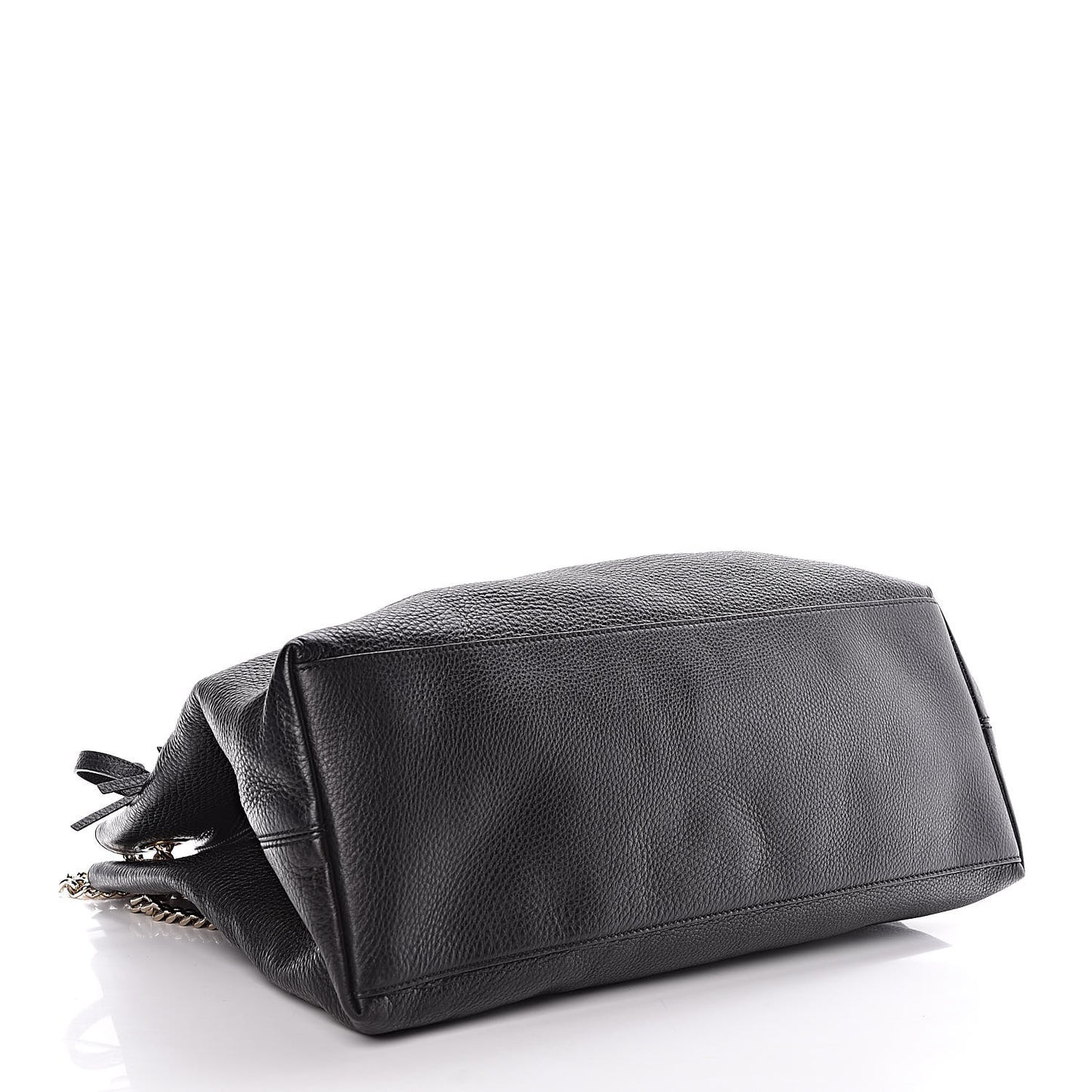 Pebbled Calfskin Large Soho Chain Shoulder Bag Black