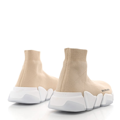 Balenciaga Technical 3D Recycled Knit Bi-Color Womens Speed 2.0 Transparent Sole Sneakers 37 Light Beige White 4 of 11