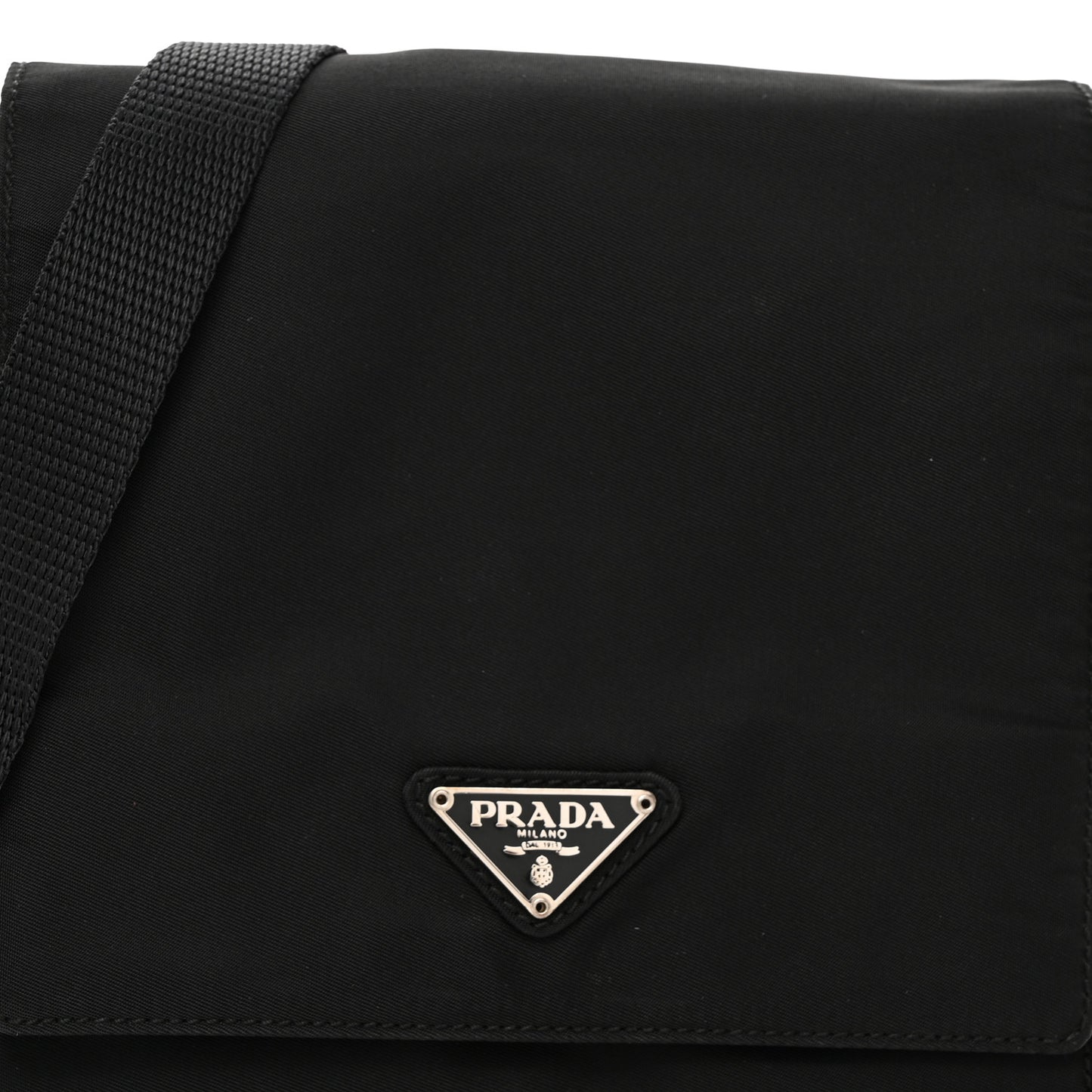Nylon Flap Messenger Bag Black