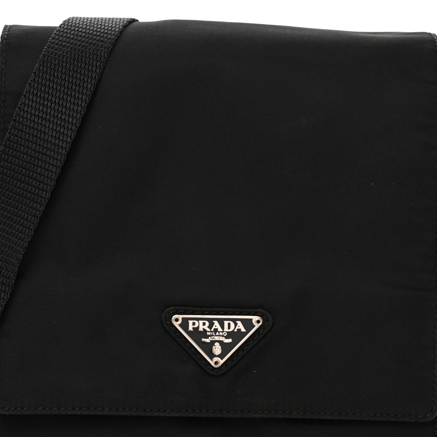 Prada Nylon Flap Messenger Bag Black 7 of 13