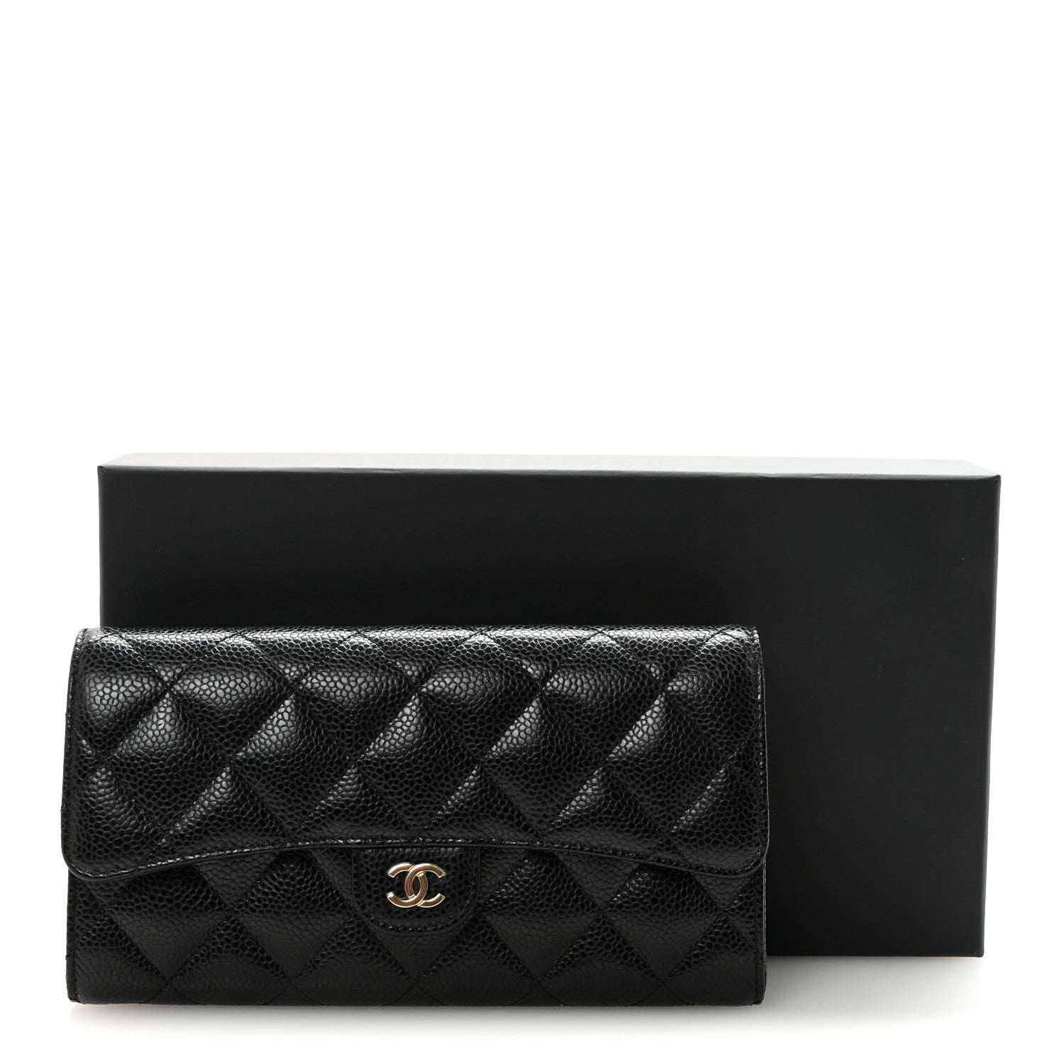 Chanel Caviar Quilted Large Gusset Flap Wallet Black 9 of 9