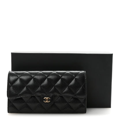 Chanel Caviar Quilted Large Gusset Flap Wallet Black 9 of 9