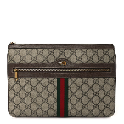 Gucci GG Supreme Monogram Large Ophidia Pouch Clutch Brown 1 of 8