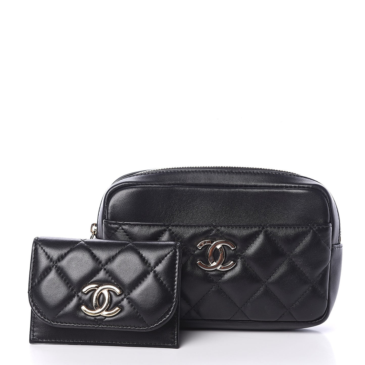 Lambskin Quilted Waist Bag Black