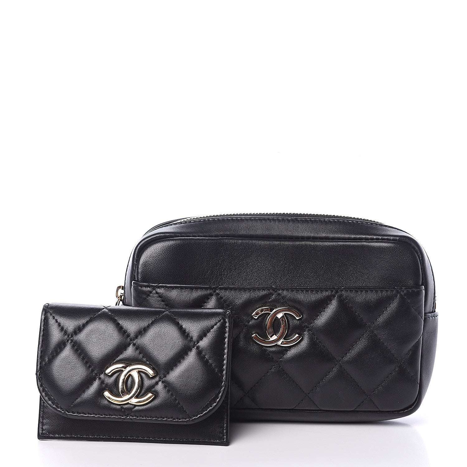 Chanel Lambskin Quilted Waist Bag Black 2 of 9