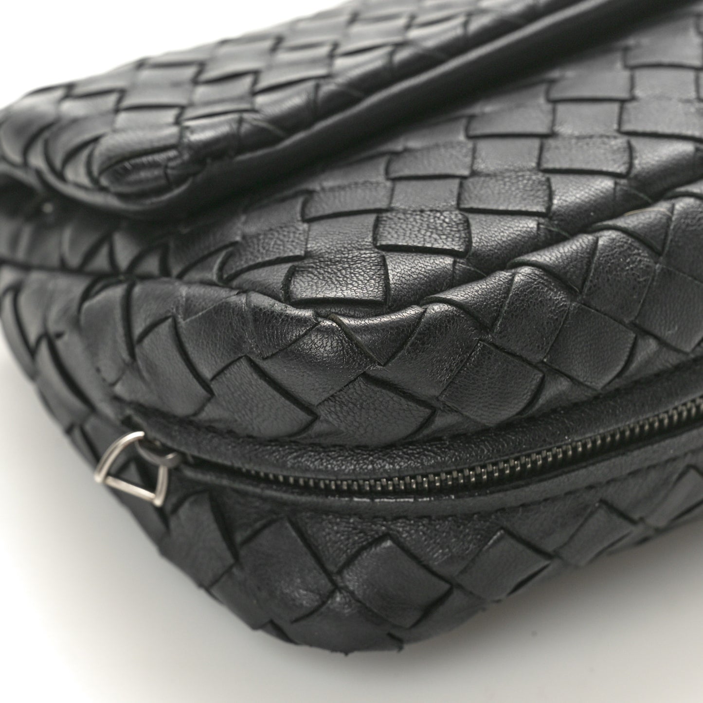 Nappa Intrecciato Mini Chain Messenger Black