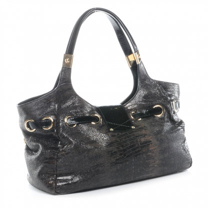 Jimmy Choo Lizard Embossed Patent Radiant Hobo Anthracite 3 of 7