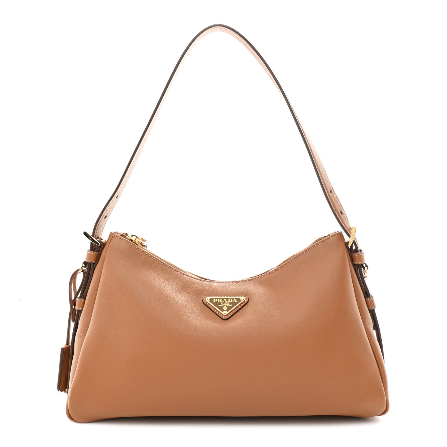 Soft Calfskin Medium Aimee Shoulder Bag Caramel